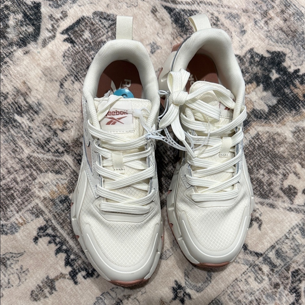 Reebok Women's Cream and Pink Sneakers - Picture 2 of 5